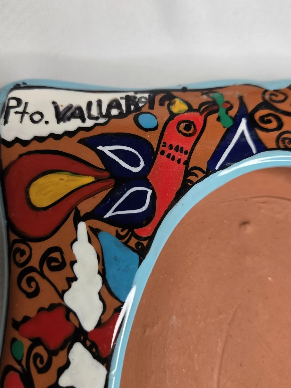 Set of 2 Mexican Talavera Pottery Photo Frames Traditional Folk Art 7.5